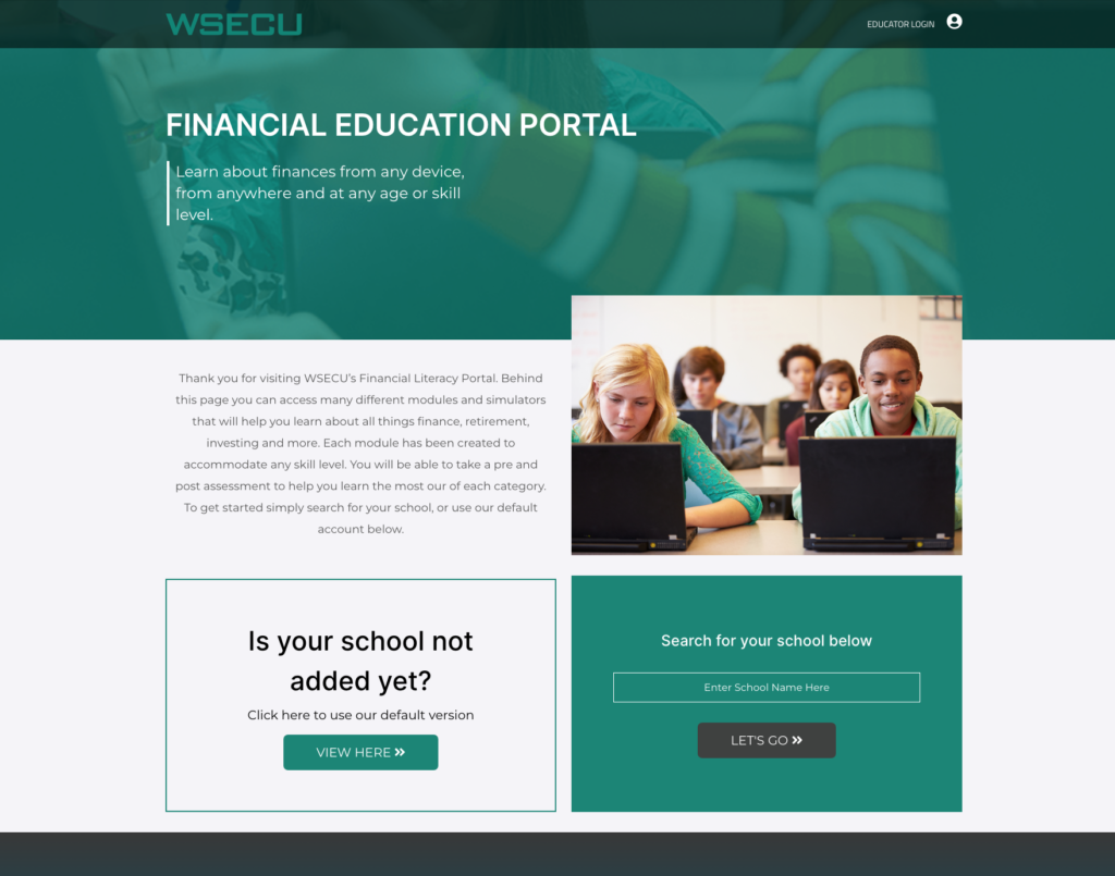 System Home Landing Page